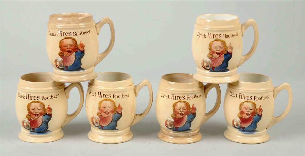 LOT OF 6: EARLY HIRES ROOT BEER UGLY KID MUGS.