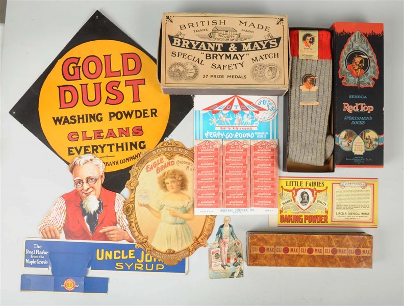 LOT OF ASSORTED EARLY ADVERTISING PIECES.  