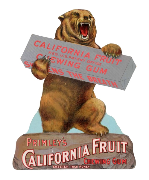 CALIFORNIA FRUIT CHEWING GUM DIE CUT SIGN.
