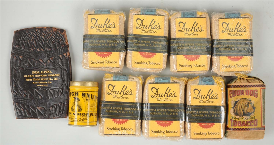 LOT OF 10: DUKES & COON DOG TOBACCO PACKS.