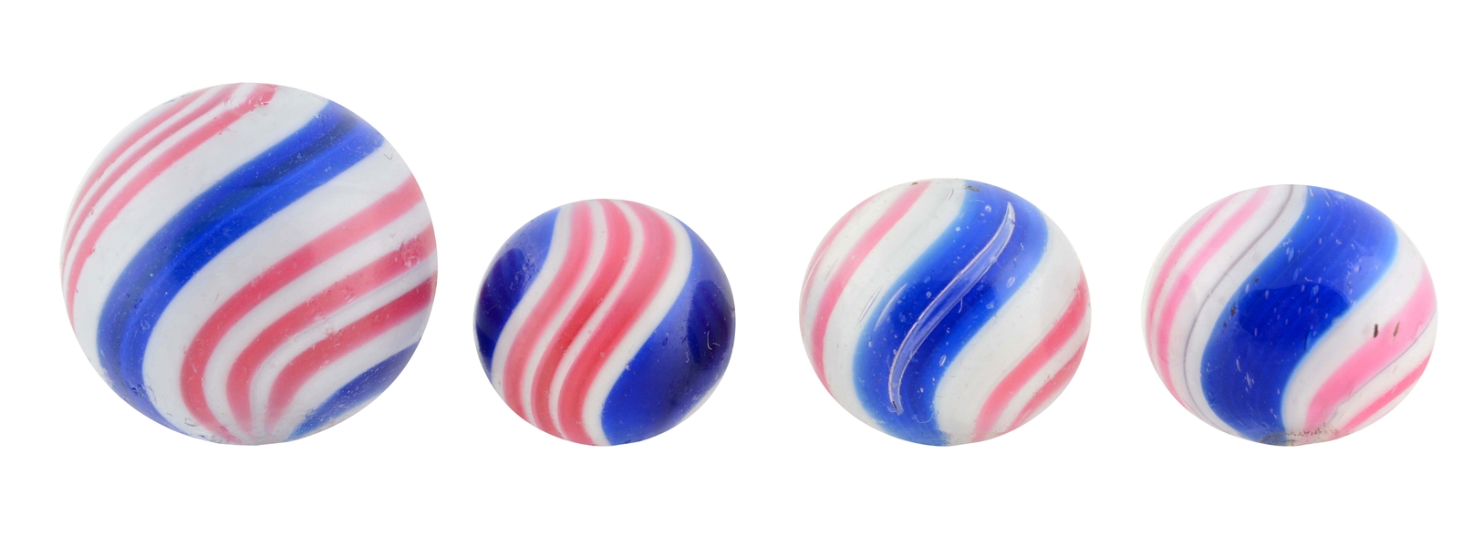 LOT OF 4: PEPPERMINT SWIRL MARBLES.               