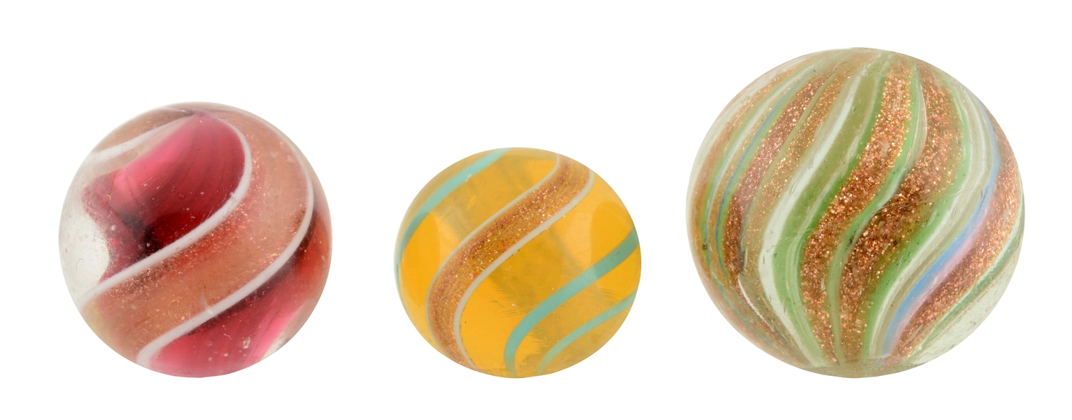 LOT OF 3: LUTZ MARBLES.                           