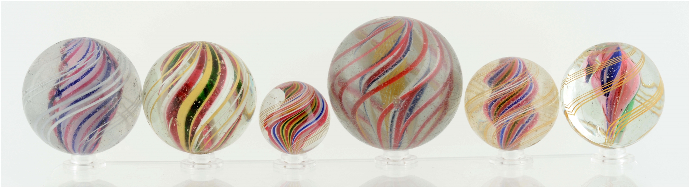LOT OF 6: SWIRL MARBLES.                          
