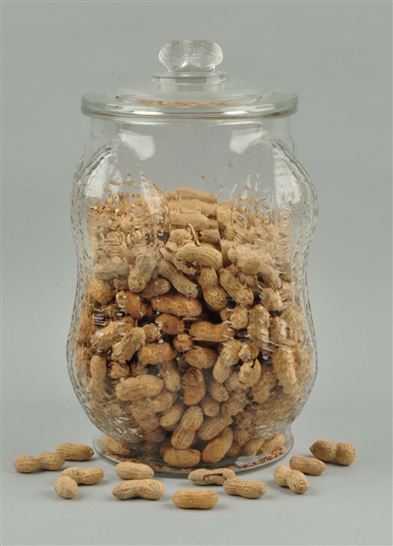 GLASS PLANTERS PEANUT CONTAINER.