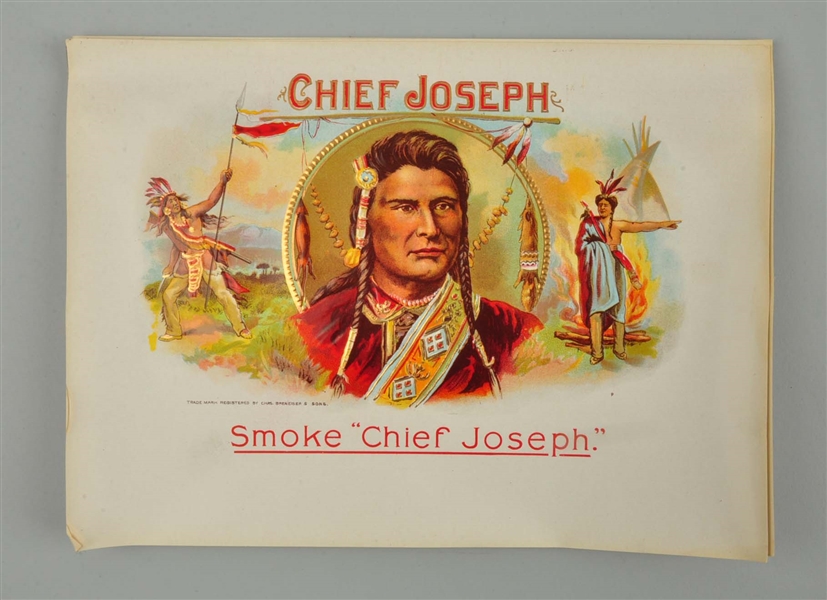 LARGE LOT OF CHIEF JOSEPH TOBACCO SIGNS.