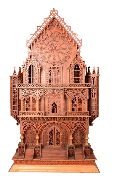 LARGE FRETWORK CLOCK.                             