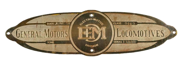 1951 GM LOCOMOTIVES EMBOSSED SIGN.