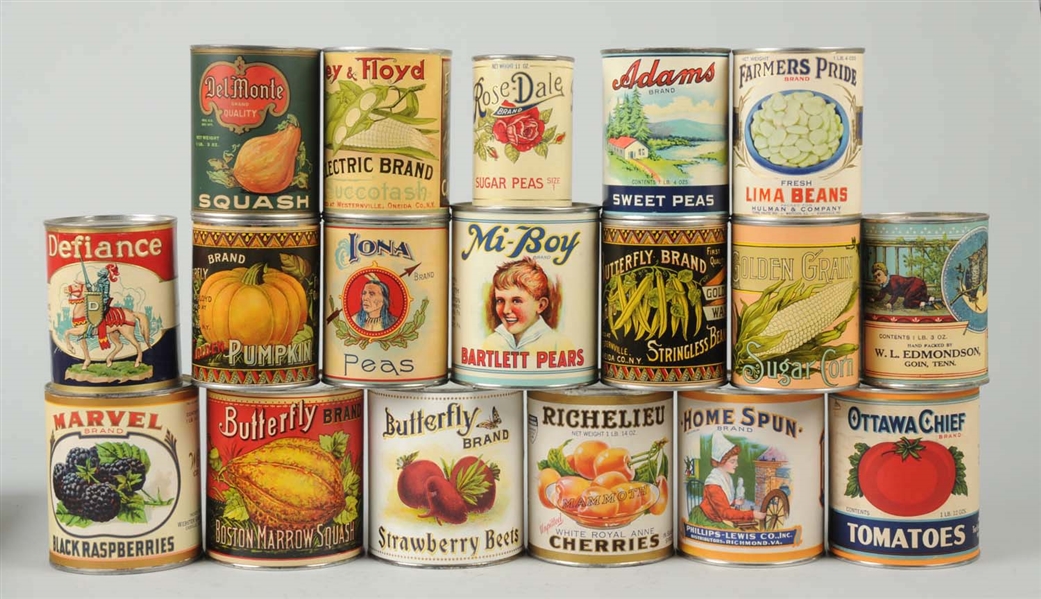LOT OF 18: EARLY FOOD RELATED CANS.
