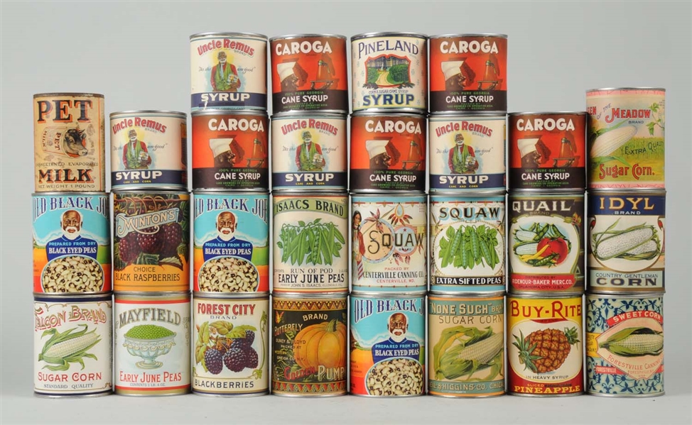 LOT OF 28: FOOD RELATED CANS.