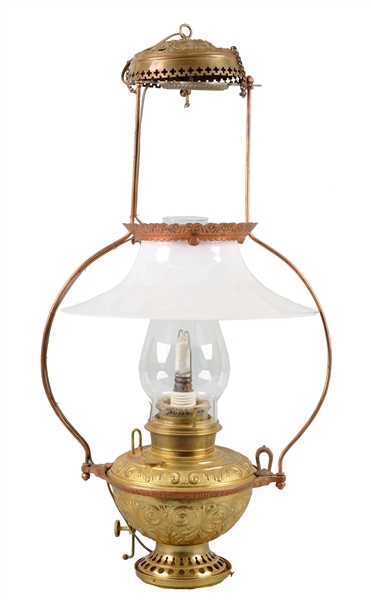1893 BRADLEY & HUBBARD OIL LAMP.