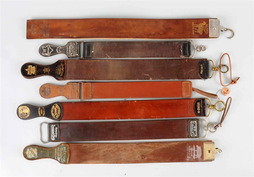 LOT OF 7: EARLY HONING STRAPS.