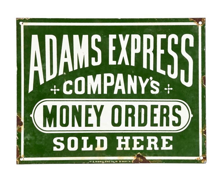 ADAMS EXPRESS MONEY ORDER PORCELAIN SIGN.
