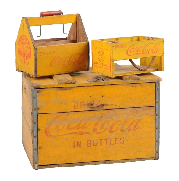 VERY EARLY YELLOW COCA-COLA WOODEN CRATE.