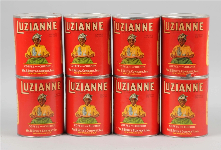 LOT OF 8: LUZIANNE COFFEE & CHICORY CANS.