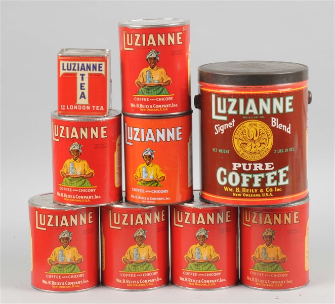 LOT OF 9: LUZIANNE COFFEE & CHICORY CANS.