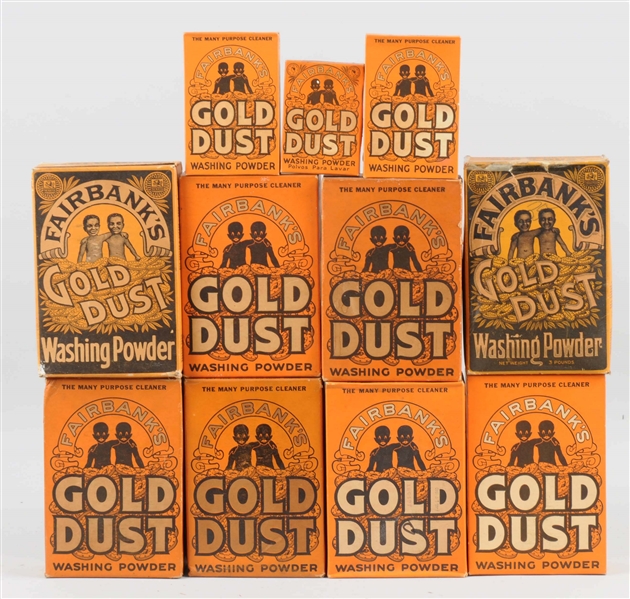 LOT OF 11: EARLY GOLD DUST WASHING POWDER PACKAGES.