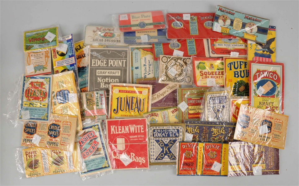 LARGE LOT OF ASSORTED UNUSED PAPER LABELS.