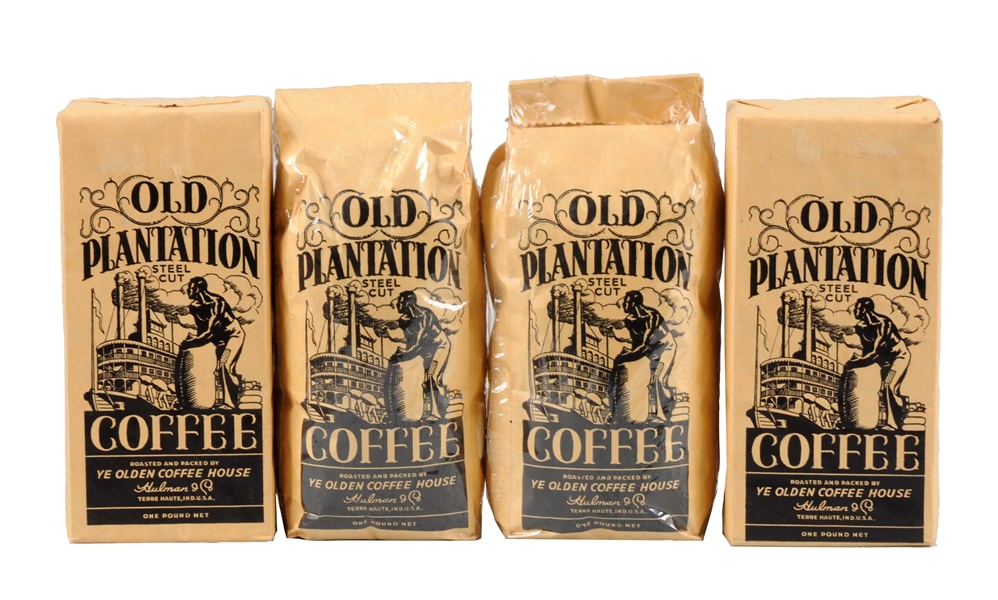 LOT OF 4: OLD PLANTATION COFFEE PACKETS.
