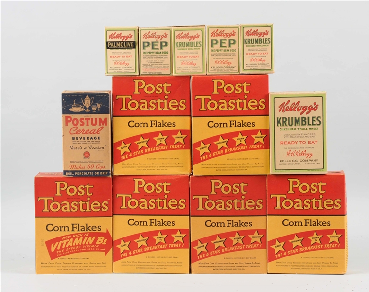 LOT OF 14: EARLY CEREAL BOXES.
