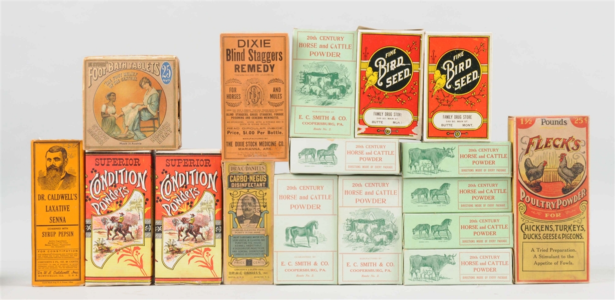 LOT OF 17: EARLY AGRICULTURE RELATED BOXES.
