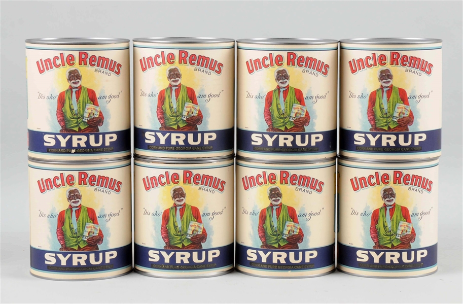 LOT OF 8: UNCLE REMUS BRAND SYRUP CANS.