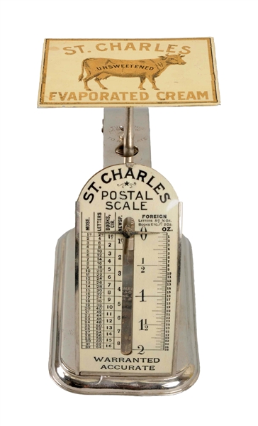 ST. CHARLES EVAPORATED CREAM POSTAL SCALE.