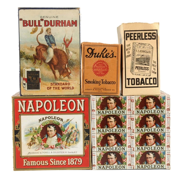 BULL DURHAM AND OTHER TOBACCO BOXES.