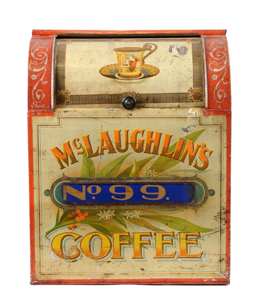EARLY MCLAUGHLINS ADVERTISING COFFEE BIN.