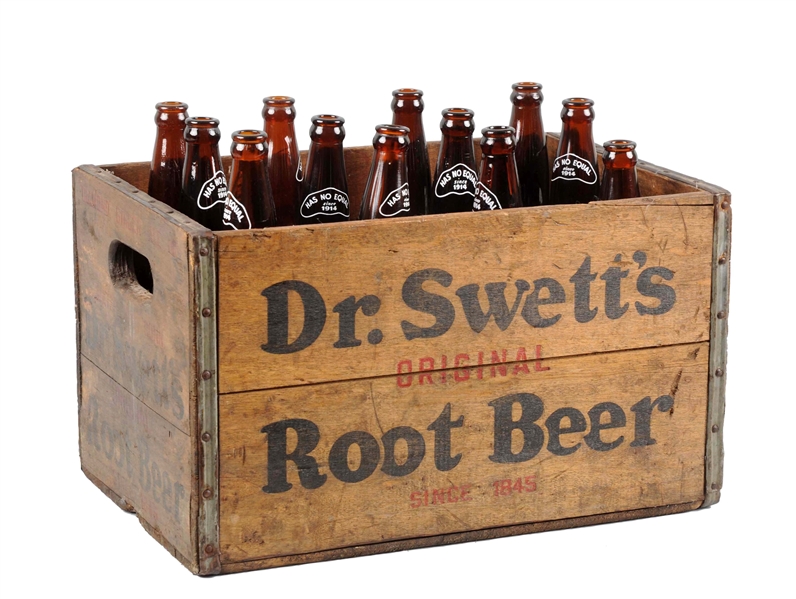 DR. SWETTS ROOT BEER ADVERTISING WOODEN CRATE.