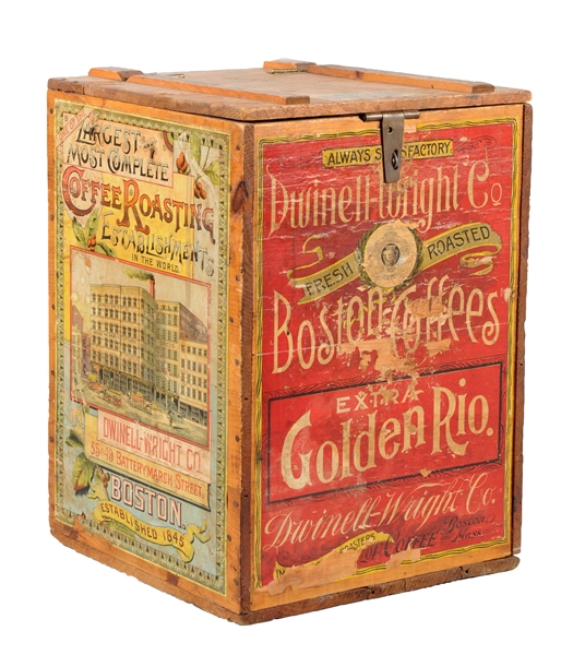 DWENELL-WRIGHT COFFEE WOODEN ADVERTISING BOX.