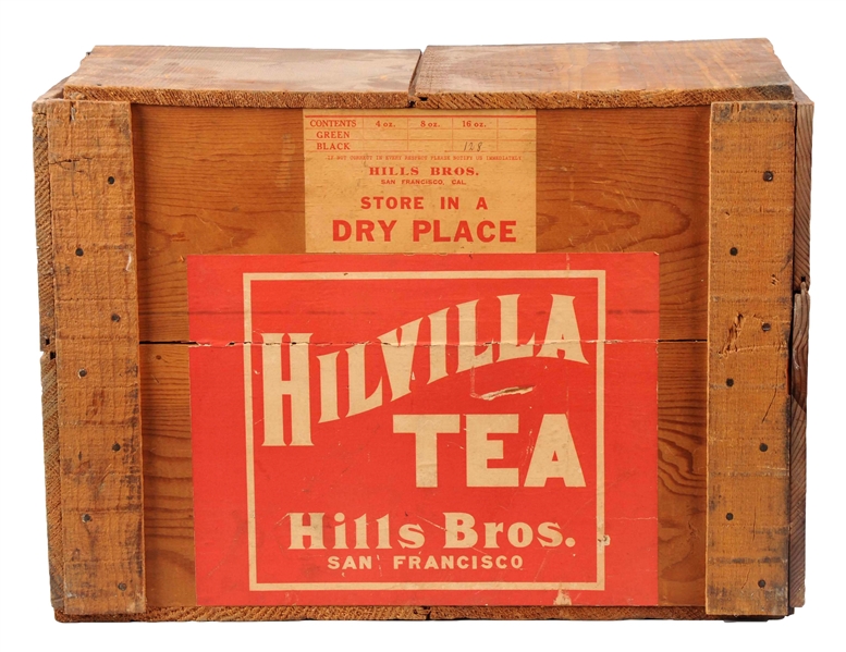 HILVILLA TEA WOODEN ADVERTISING BOX.