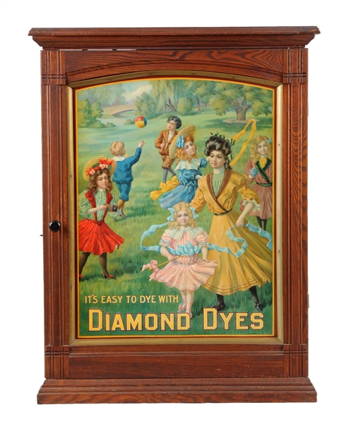 EARLY DIAMOND DYES DISPLAY CABINET.