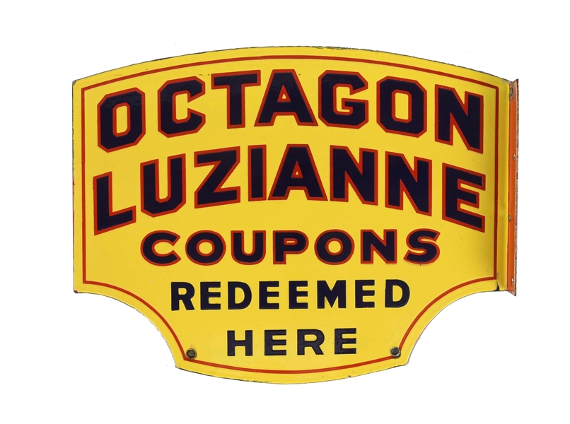 OCTAGON LUZIANNE COUPONS PORCELAIN FLANGE SIGN.