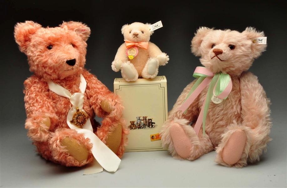 LOT OF 3: STEIFF PINK LIMITED EDITION TEDDY BEARS.