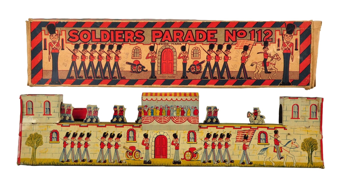 SCARCE KATZ SOLDIERS PARADE TIN LITHO WIND-UP TOY.