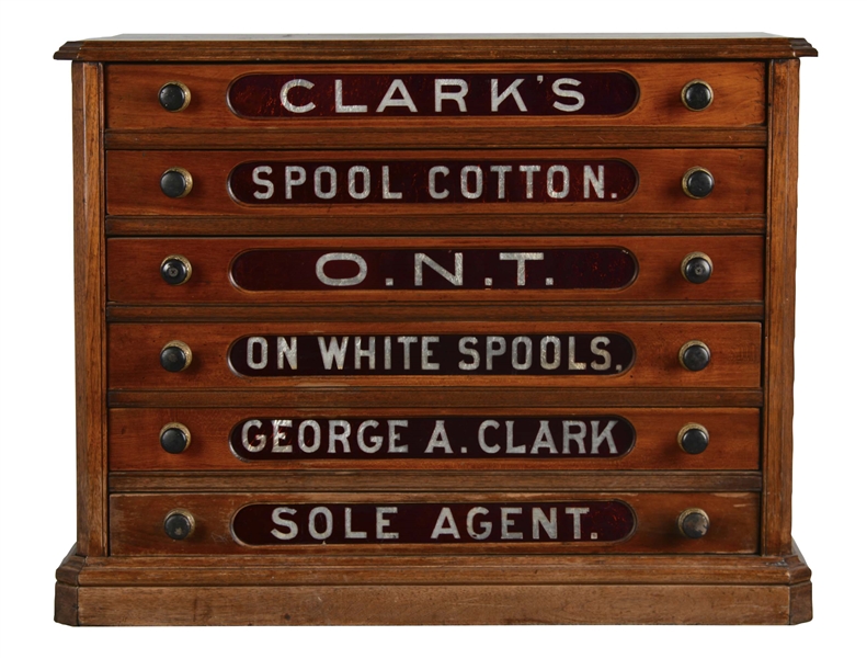 WOODEN CLARKS SPOOL COTTON CABINET