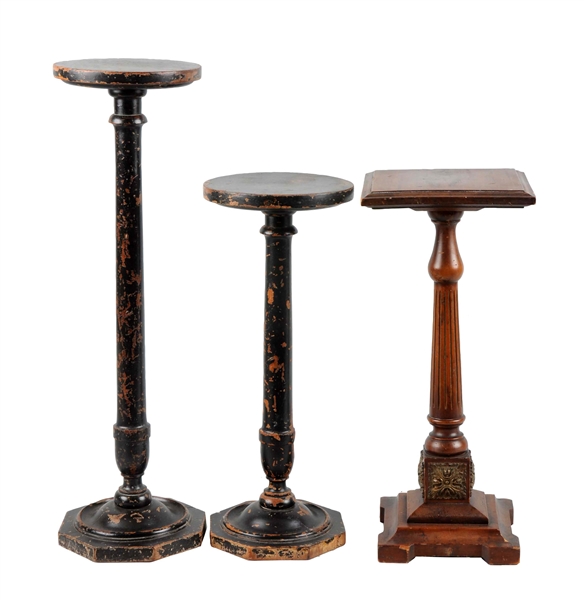 LOT OF 3: WOODEN STANDS.