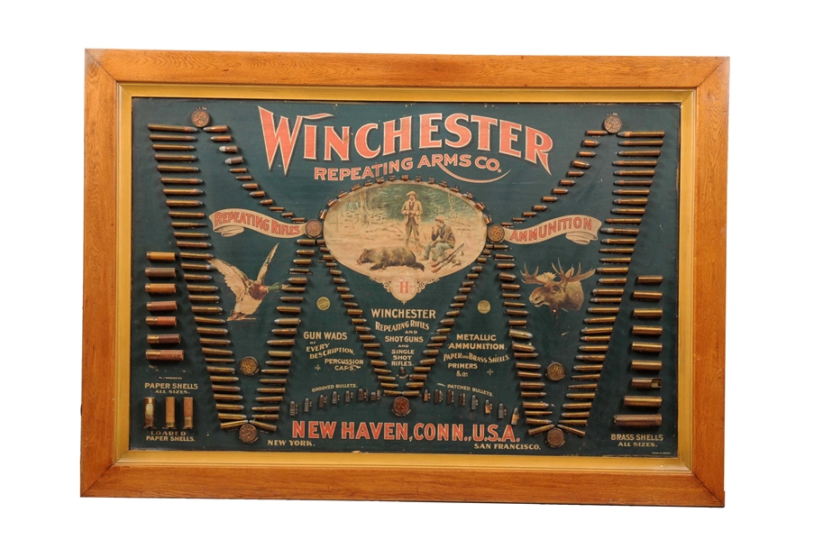 1897 WINCHESTER REPEATING ARMS BULLET BOARD.