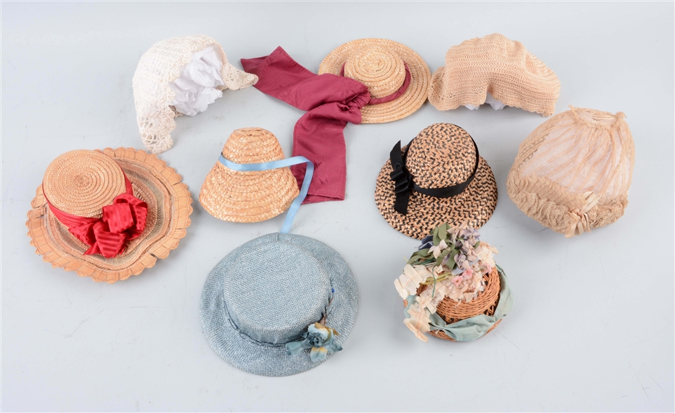 LOT OF 10: DOLL HATS.                             
