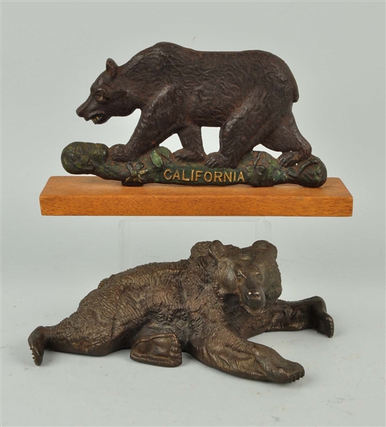 LOT OF 2: CAST IRON ASSORTED BEAR FIGURAL ITEMS.