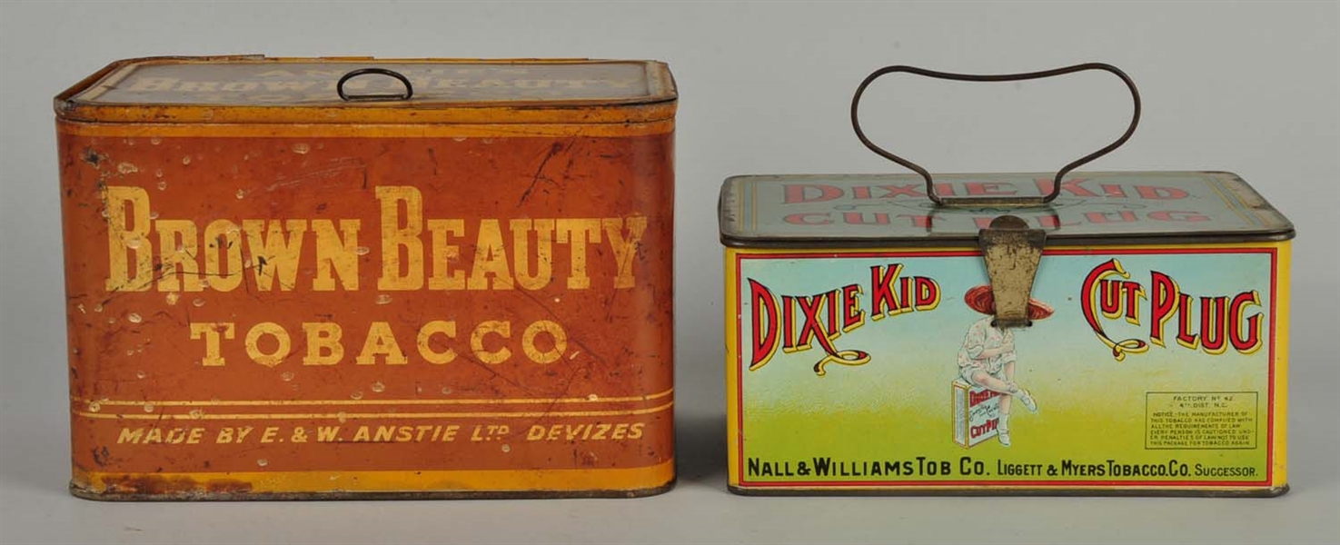 LOT OF 2: BROWN BEAUTY & DIXIE KID TOBACCO TINS.