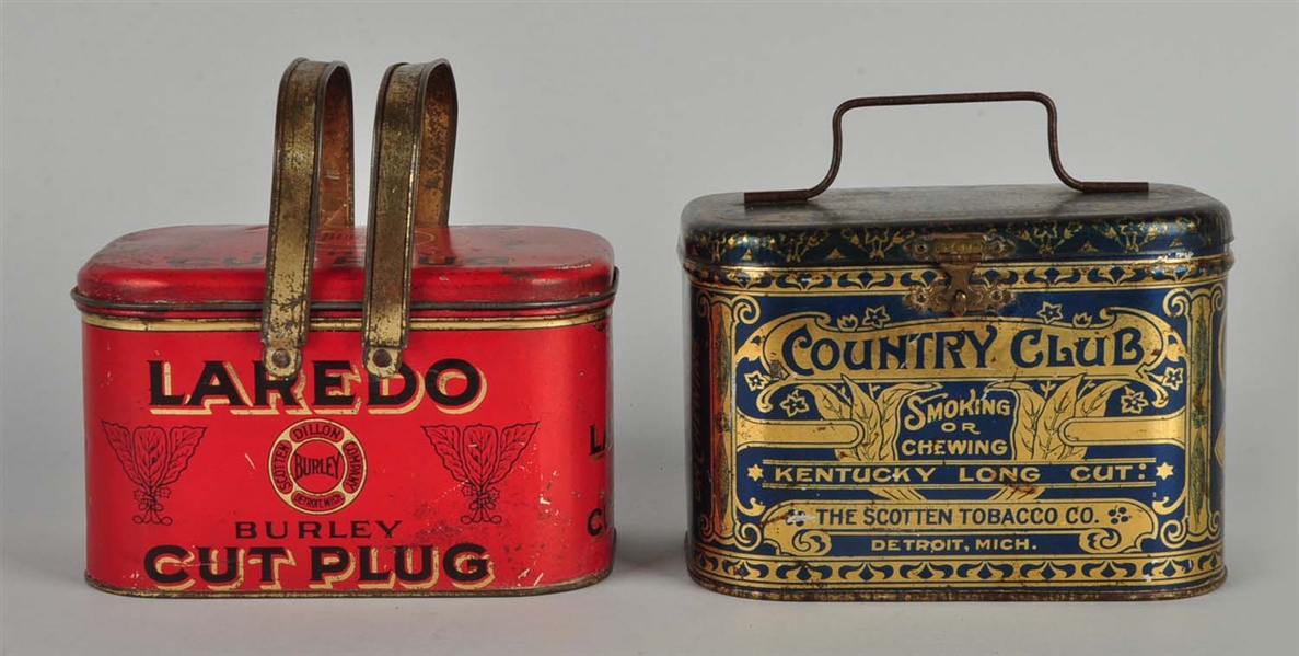 LOT OF 2: LAREDO & COUNTRY CLUB TOBACCO TINS.