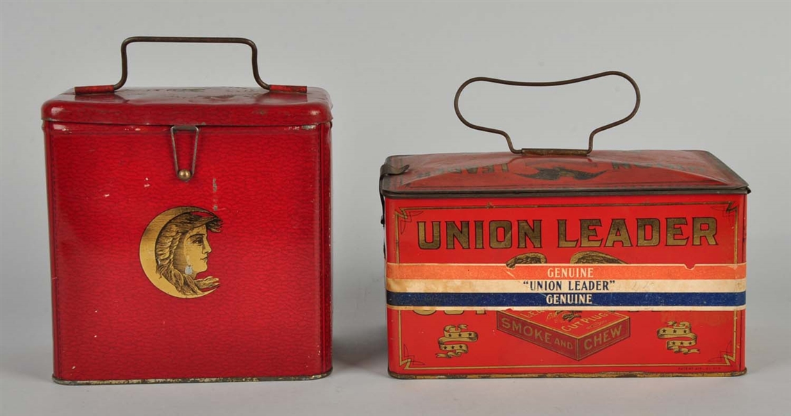 LOT OF 2: CENTRAL UNION &UNION LEADER TOBACCO TINS