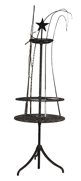 CAST IRON BUGGY WHIP STORE DISPLAY WITH 5 WHIPS