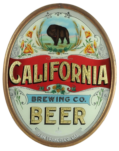 CALIFORNIA BREWING CO. REVERSE GLASS CORNER SIGN