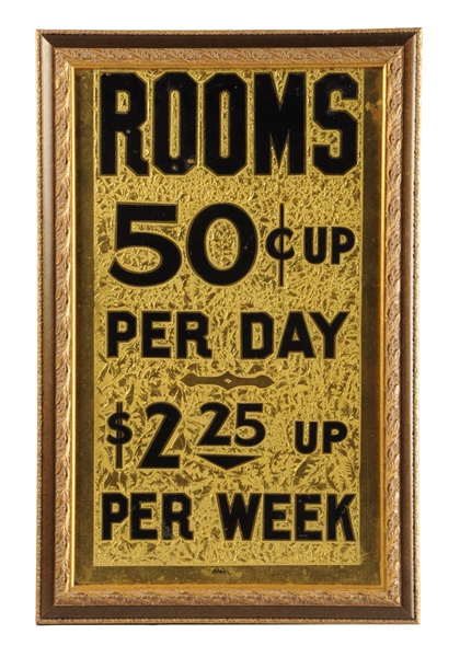 50 CENT ROOMS PER DAY WEEK REVERSE GLASS SIGN