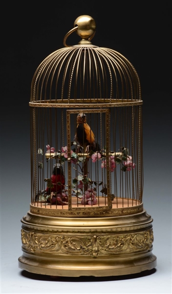 LARGE DOUBLE BIRD IN CAGE AUTOMATON.              