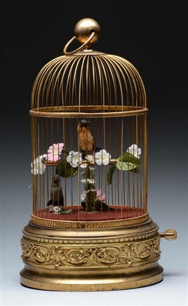 LARGE DOUBLE BIRD IN CAGE AUTOMATON.              