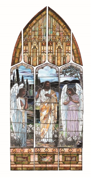 STAINED GLASS WINDOW DEPICTING JESUS’S ASCENSION. 