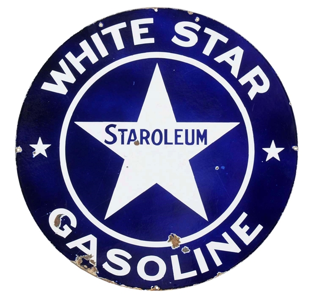 WHITE STAR GASOLINE STAROLEUM PORCELAIN SIGN.               